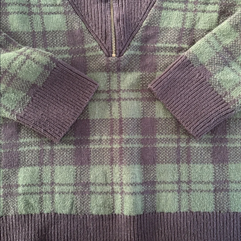 Talbots half zip plaid merino wool sweater - Picture 5 of 9